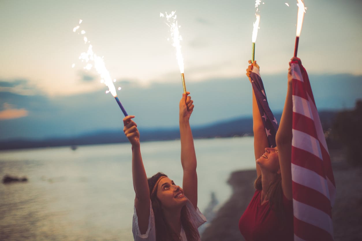 Fourth July Girls Beach USA Flag Portrait